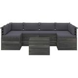 vidaXL 7-delige Loungeset met kussens pallet massief grenenhout