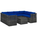 VidaXL Loungeset 9-delig met Kussens - Pallet Massief Grenenhout