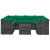 vidaXL 9-delige Loungeset met kussens pallet massief grenenhout