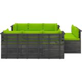 vidaXL 9-delige Loungeset met kussens pallet massief grenenhout