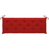 vidaXL Bank Batavia met rood kussen 150 cm massief teakhout