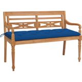 vidaXL Bank Batavia met blauw kussen 150 cm massief teakhout