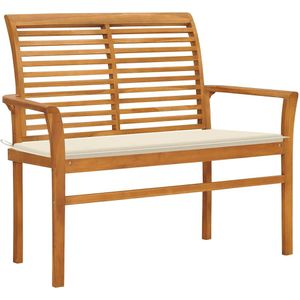 Vidaxl - Gartenbank mit Cremeweißer Auflage 112 cm Massivholz Teak