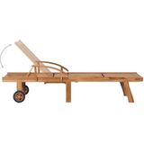 vidaXL Sonnenliege mit Tisch und Auflage Massivholz Teak