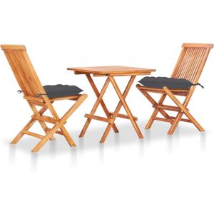 Vidaxl - 3-tlg. Bistro-Set mit Anthrazit Kissen Massivholz Teak