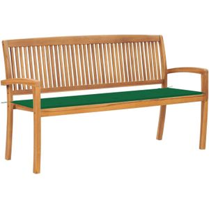 vidaXL Stapelbare Gartenbank mit Auflage 159 cm Massivholz Teak