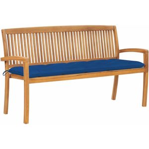 Tuinbank Stapelbaar Met Kussen Massief Teakhout /  150 cm / Blauw