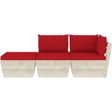 vidaXL 3-delige Loungeset met kussens pallet vurenhout