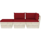 vidaXL 3-delige Loungeset met kussens pallet vurenhout