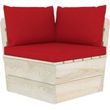 Tuinbank 3-Zits Met Kussens Pallet Vurenhout /  Rood / hoek + midden + voetensteun + Tafel