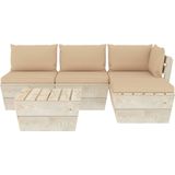 vidaXL 5-delige Loungeset met kussens pallet vurenhout