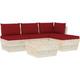 vidaXL 5-delige Loungeset met kussens pallet vurenhout