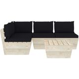 VidaXL Loungeset 5-delig met Kussens - Pallet Vurenhout