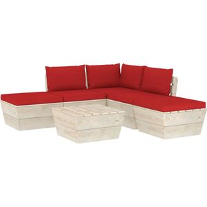 VidaXL Loungeset 6-delig met Kussens - Pallet Vurenhout