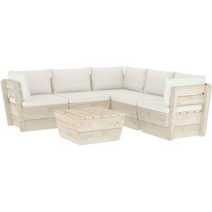 vidaXL 6-delige Loungeset met kussens pallet vurenhout