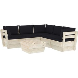 VidaXL Loungeset 6-delig met Kussens - Pallet Vurenhout