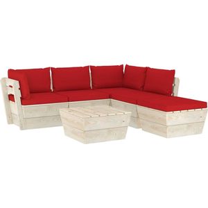 vidaXL 6-delige Loungeset met kussens pallet vurenhout