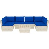 vidaXL 7-delige Loungeset met kussens pallet vurenhout