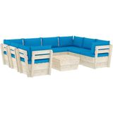 vidaXL 9-delige Loungeset met kussens pallet vurenhout