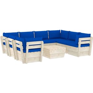 vidaXL - 9-delige - Loungeset - met - kussens - pallet - vurenhout