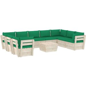 vidaXL 10-delige Loungeset met kussens pallet vurenhout