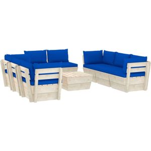 VidaXL 9-delige Loungeset met Kussens - Pallet Vurenhout