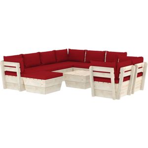 VidaXL Loungeset 10-delig met Kussens - Pallet Vurenhout