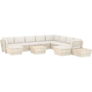 vidaXL - 12-delige - Loungeset - met - kussens - pallet - vurenhout