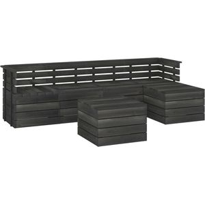 vidaXL 6-delige Loungeset pallet massief grenenhout donkergrijs