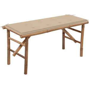 VidaXL Inklapbare Tuinbank met Kussen 118 cm - Bamboe