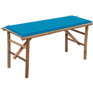 vidaXL - Tuinbank - Bamboe - Blauw Kussen - Inklapbaar