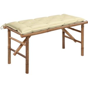 Tuinbank Maha inklapbaar met kussen 118 cm bamboe