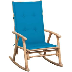 vidaXL - Schommelstoel - Bamboe - Blauw Kussen - Waterdicht