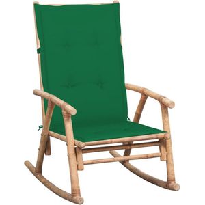 vidaXL - Schommelstoel - Bamboe - Groen Kussen - Waterdicht Polyester