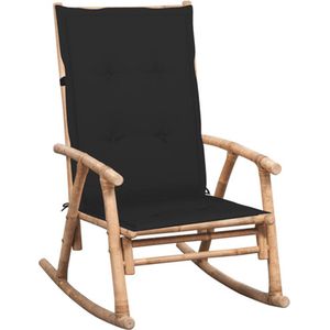 vidaXL - Schommelstoel - met - kussen - bamboe
