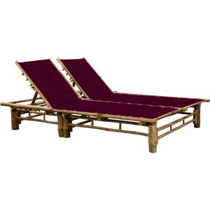 vidaXL - Ligbed - 2-persoons - met - kussens - bamboe