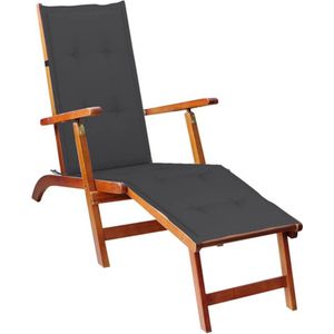 Deckchair - Sunny - Tuinstoel - Antraciet - Massief Acaciahout