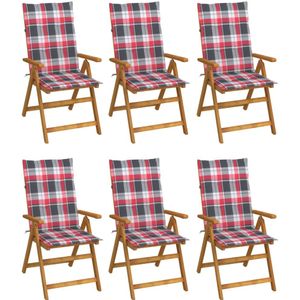 vidaXL - Tuinstoelen - Inklapbaar - Massief Acaciahout - Met Kussens - Set van 6