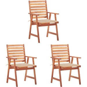 Vidaxl - Garten-Essstühle 3 Stk. mit Kissen Massivholz Akazie