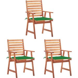 vidaXL Garten-Essstühle 3 Stk. mit Kissen Massivholz Akazie