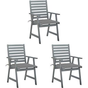 vidaXL Garten-Essstühle mit Kissen 3 Stk. Massivholz Akazie