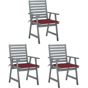 Garten-Essstühle mit Kissen 3 Stk. Massivholz Akazie vidaXL