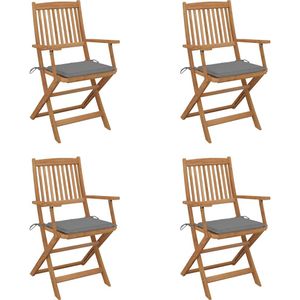 vidaXL Klappbare Gartenstühle 4 Stk. mit Kissen Massivholz Akazie