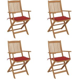 vidaXL Klappbare Gartenstühle 4 Stk. mit Kissen Massivholz Akazie