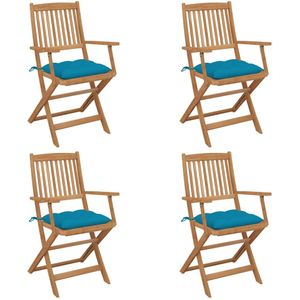 vidaXL Klappbare Gartenstühle 4 Stk. mit Kissen Massivholz Akazie