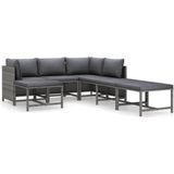 vidaXL 7-delige Loungeset met kussens poly rattan grijs