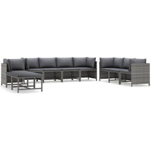 Vidaxl - 10-tlg. Garten-Lounge-Set mit Kissen Poly Rattan Grau