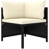 vidaXL 9-delige Loungeset met kussens poly rattan zwart