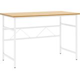 vidaXL-Computerbureau-105x55x72-cm-MDF-en-metaal-wit-lichteikenkleurig