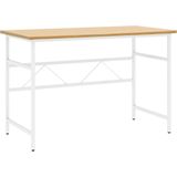 vidaXL-Computerbureau-105x55x72-cm-MDF-en-metaal-wit-lichteikenkleurig